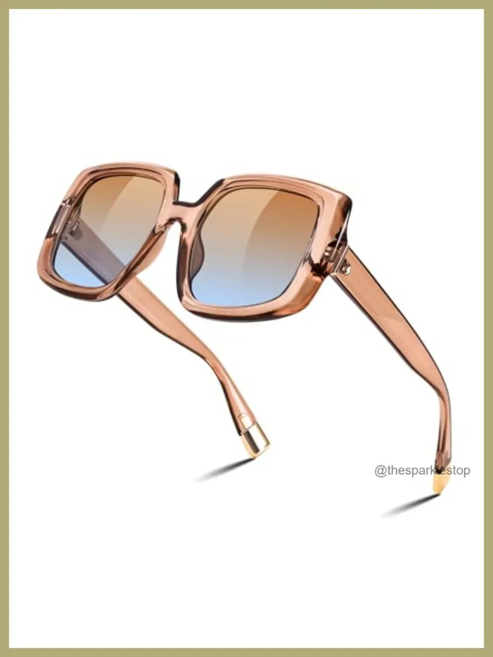 Oversized Square Sunglasses UV400 Protection Vintage Retro Thick Frame